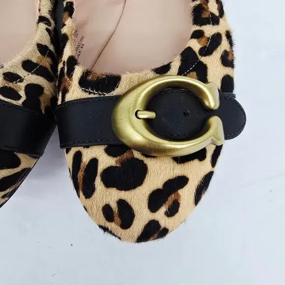 Coach Stanton Cheetah Calf Fur Flats 7.5 - Picture 3 of 8